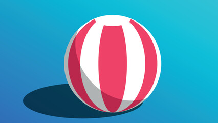 Inflatable striped ball for playing on the summer beach