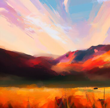 Ai generated image of sunset scenery