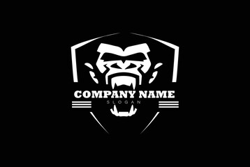 Fighter gorilla face logo with aggression, badge logo