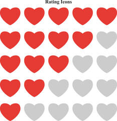 Rating made of red hearts low and high.
