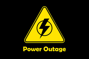 Sign symbolizing a power outage. Sign with a lightning symbol in the middle.