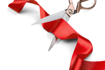 Scissors Cutting Red Ribbon