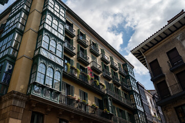 Obraz premium View on houses in old part of Bilbao city, Basque Country, North Spain