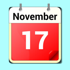 day on the calendar, vector image format, November 17