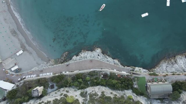 Aerial view of Erchie, a small town at sunset along the Amalfi Coast, Salerno, Campania, Italy.