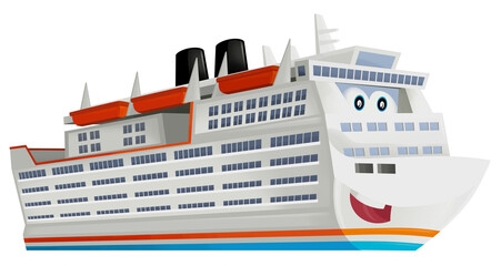 Fototapeta premium cartoon scene with happy ferryboat cruiser isolated illustration for children