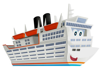cartoon scene with happy ferryboat cruiser isolated illustration for children