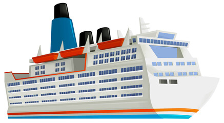 Fototapeta premium cartoon scene with happy ferryboat cruiser isolated illustration for children