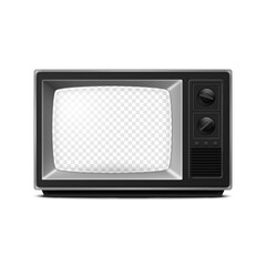 Vector 3d Realistic Retro TV Receiver with Transparent Screen Isolated on White Background. Home Interior Design Concept. Vintage TV Set, Television, Front View
