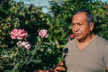 Bolivian gardener working on a farm