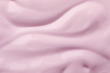 Tasty organic yogurt as background, top view