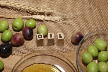Foto op Plexiglas Olives and Olive Oil. High quality photo © gidon