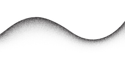 Grain wave background. Stippled  hills. Abstract landscape in dotwork style. Black noise and sand gradient effect. Stochastic dotted background. © vika_k