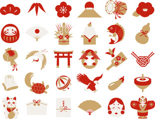 正月アイコンセット_ベクターイラスト