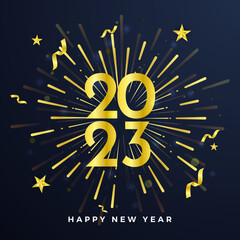 Happy new year 2023 social media template and greeting card design