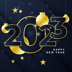 Happy new year 2023 social media template and greeting card design