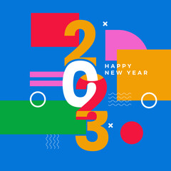 Happy new year 2023 social media template and greeting card design