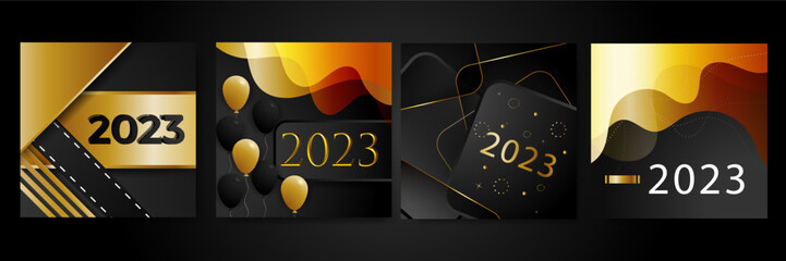 Happy new year 2023 social media template and greeting card design