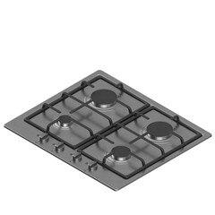 3D rendering illustration of a 4 burners gas hob