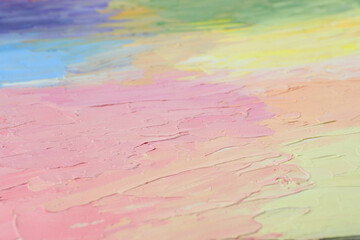 Beautiful strokes of pastel oil paints as background, closeup