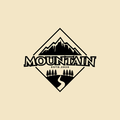 mountain badge logo illustration vector design template