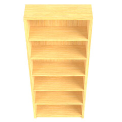 3d rendering illustration of an empty bookshelf