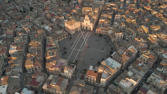 Aerial view of Grammichele, a small town near Catania, Sicily, Italy.