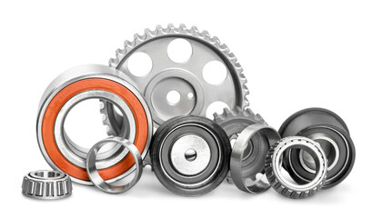 Graphic of gears, cogs and other machinery parts - isolated image
