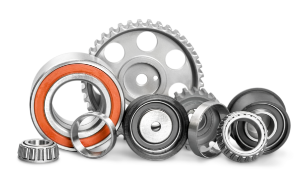 Graphic of gears, cogs and other machinery parts - isolated image