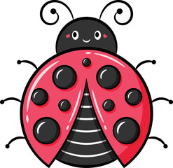 ladybug cute drawing for school flash card