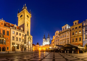 Evening view of the Old Town square in Prague, Czech Republic