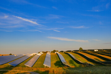 Green energy.solar power farm.Solar panels field.alternative renewable energy from nature.solar...