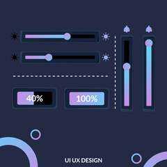 Range interface design for sound volume, screen light in modern style for ui ux design. process bar, vector illustration