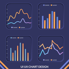 Statistical infographic elements, charts, graphs, UI, UX. Info chart elements. data analytics. Modern dashboard. Finance, web, mobile apps. interface