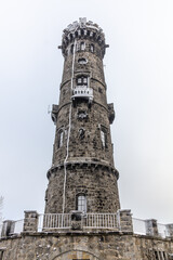 Fototapeta na wymiar Winter view of a lookout tower at Decinsky Sneznik mountain, Czech Republic