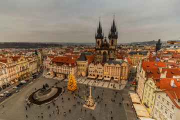 Obraz premium Aerial view of the Old Town square in Prague, Czech Republic