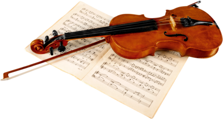 Close-up Photo Of Violin And Musical Notes isolated on white