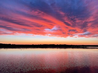 sunset over the lake