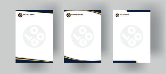Set of Modern Business blue yellow Letterhead Design Template, Abstract Design, Corporate Business - Letterhead Template, Multipurpose, elegant concept - Vector EPS file