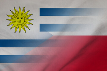 Obraz premium Uruguay and Czech Republic state flag transborder contract CZE URY