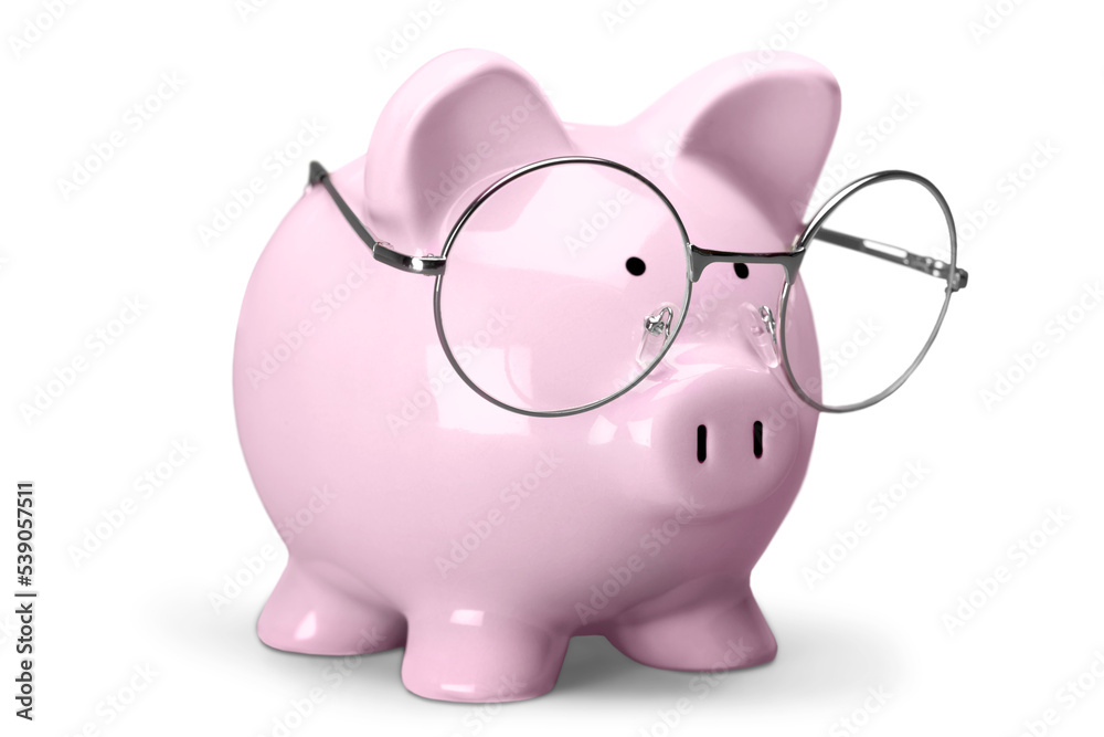 Wall mural Piggy Bank with Eyeglasses