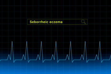 Seborrheic eczema.Seborrheic eczema inscription in search bar. Illustration with titled Seborrheic eczema . Heartbeat line as a symbol of human disease.