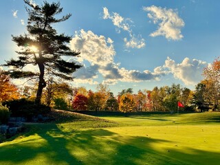 Fototapeta premium Autumn golf Course at Golden Hour