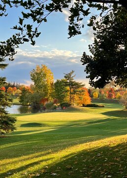 Autumn golf Course at Golden Hour