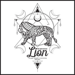 Vector illustration decorative Lion on white background, Lion My Spirit Animal