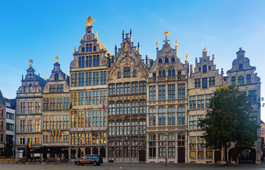 Fototapeta na wymiar Picturesque view of Antwerp central square Grote Markt with ancient buildings, Flemish region of Belgium