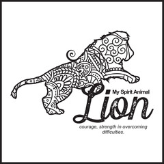 Vector illustration decorative Lion on white background, Lion My Spirit Animal