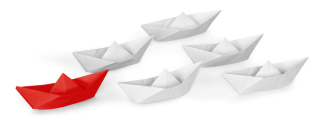 Set of   paper ships,Leadership concept