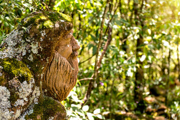 Statue of a bearded man in the middle of the forest, Sculpture Garden in Brazil