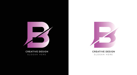 Gradient letter B logo design with black and white
